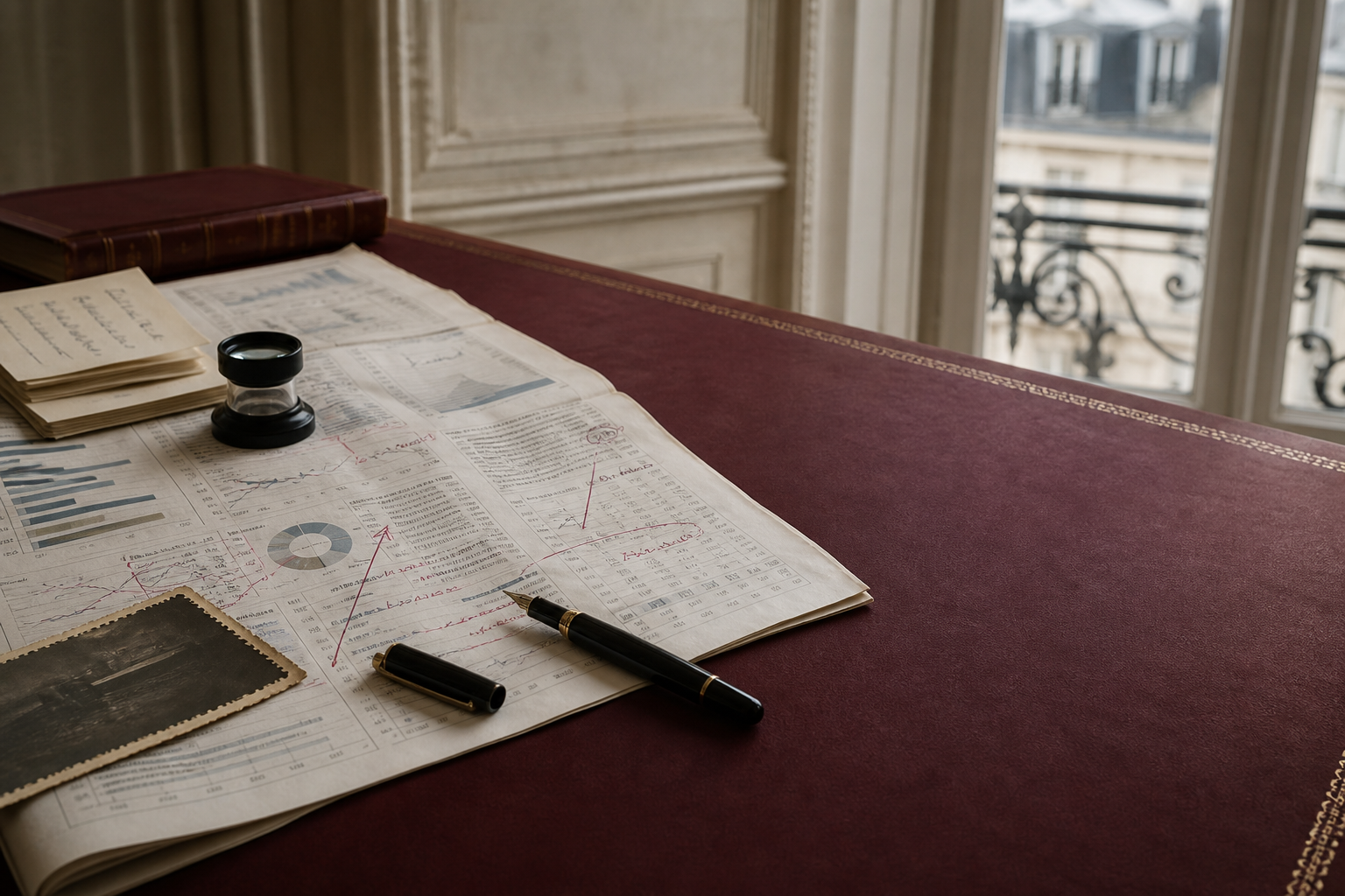 Table de recherche éditoriale avec documents financiers annotés
